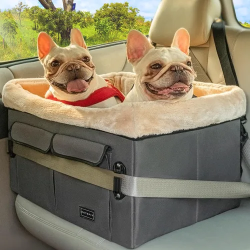 Vista 16 de Petsfit Asiento de automóvil para perros pequeños, asiento elevador de automóvil de viaje para mascotas con cinturón de seguridad, cojín lavable