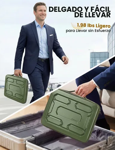 Vista 8 de DOMISO Funda rígida para laptop de 17 a 17.3 pulgadas, impermeable, a prueba de golpes, funda rígida para laptop con asa y bolsillo