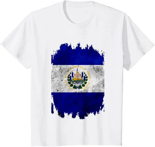 Vista 22 de Camiseta con bandera de El Salvador de El Salvador con diseño de bandera de El Salvador, Negro, S