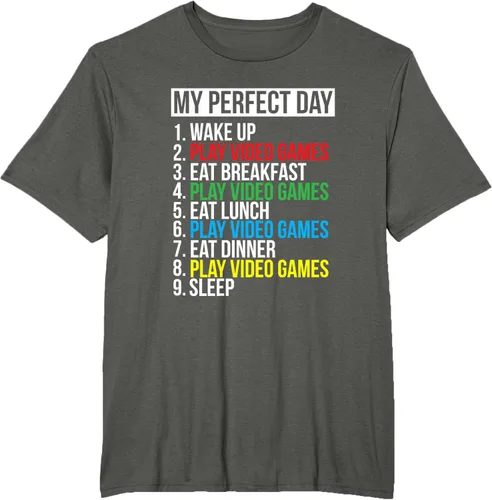 Vista 6 de My Perfect Day" - Camiseta negra de ajuste clásico, cuello redondo, manga corta, poliéster y algodón, Negro