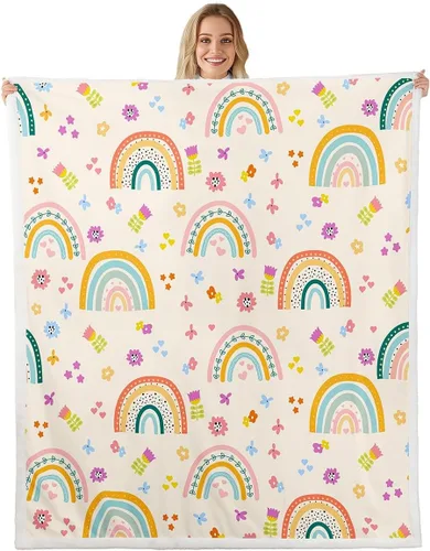 Vista 21 de Manta de perro salchicha de dibujos animados, bonita manta de felpa para decoración de sala de estar, flores de jardín en acuarela, sofá, cama