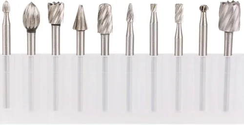 Vista 8 de SPTA 10 piezas de brocas de carburo HSS para grabado y 10 piezas de broca de 1/8" (3mm) de vástago para herramientas rotativas para carpintería