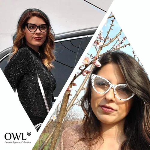 Vista 9 de OWL Gafas de sol Cateye para mujer, diseño retro clásico vintage con alas altas