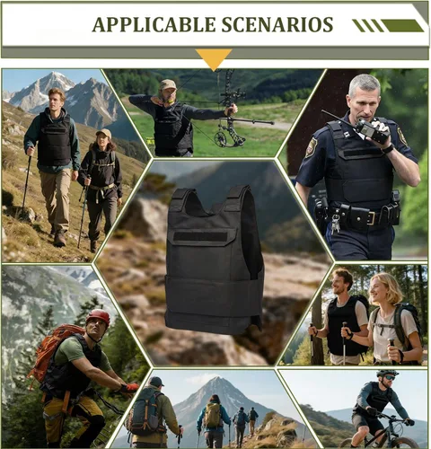 Vista 7 de Chaleco táctico para exteriores, ajustable, para paintball, para entrenamiento de combate, disfraz de protección Molle (talla L), Negro" o "Camo