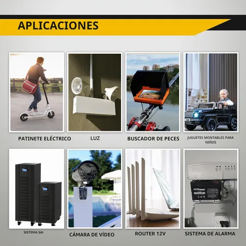 Vista 6 de SEFEPODER Batería de plomo ácido sellada recargable de 12V 7Ah (terminales F1)