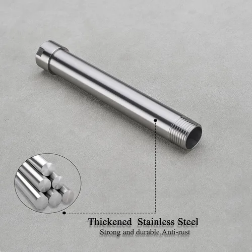 Vista 5 de Extensión de brazo de ducha de níquel cepillado, brazo extensor de 1/2 pulgada para cabezal de ducha de lluvia de 4 pulgadas