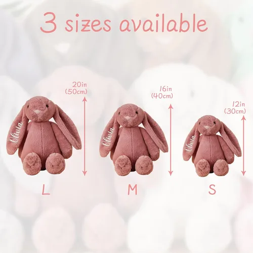 Vista 4 de Dyoart Conejo de Pascua Personalizado, Conejo Bordado con Nombre Personalizado, Conejo Esponjoso con Orejas Largas, Juguetes de Conejo de Peluche