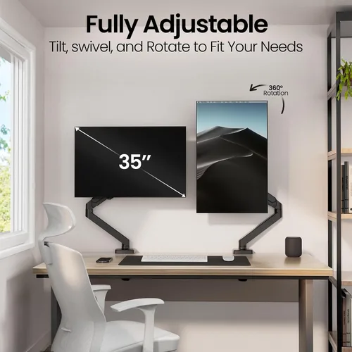 Vista 4 de EVEO Brazo de monitor único premium de 14 a 34 pulgadas, soporte de monitor de resorte de gas ajustable, soporte de escritorio de un solo brazo
