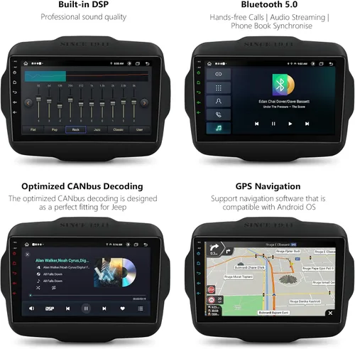 Vista 7 de XTRONS Estéreo de coche Android de 9 pulgadas para Jeep Renegade 2015-2020