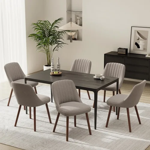 Vista 11 de MALOL Juego de 2 sillas tapizadas para comedor, sillas modernas de tela para cocina con respaldo, patas de madera para cocina, comedor, restaurante