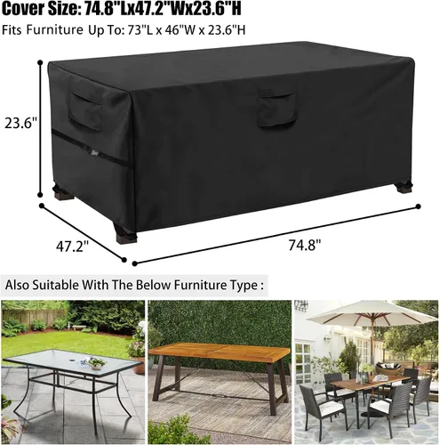 Vista 2 de WOMACO Funda rectangular u ovalada para mesa de exterior, cubierta impermeable para mesa de patio para muebles de exterior, funda resistente