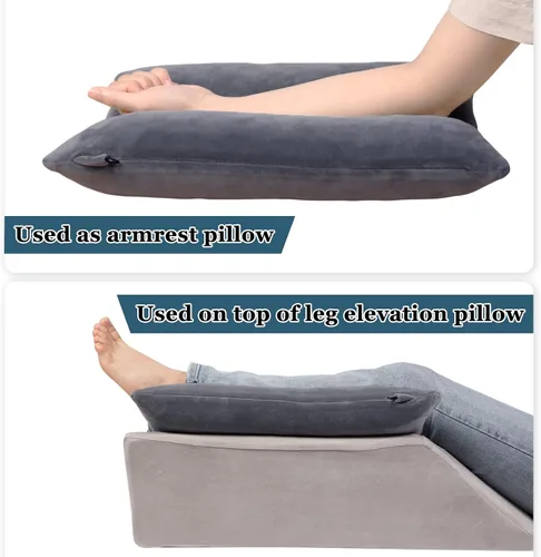 Vista 2 de Almohada de elevación de brazo rellena de espuma viscoelástica triturada, almohada de elevación estabilizadora para hinchazón y circulación, alivio