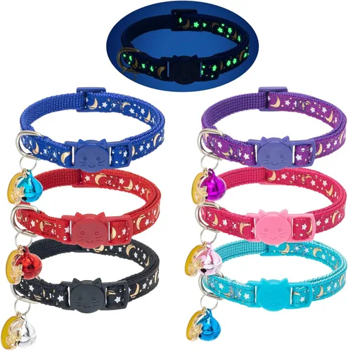Vista 7 de KOOLTAIL Collar de gato con campana, paquete de 3 collares para gatos con tabla de advertencia para colgar «Do Not Feed Me», lindo collar ligero