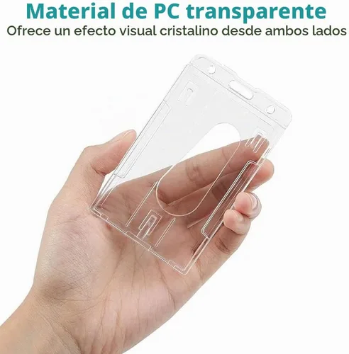 Vista 4 de Tarjetero de plástico duro, FadyRaye, con soporte para tarjetas de identificación transparentes con ranura de pulgar de fácil acceso, estuche de PC