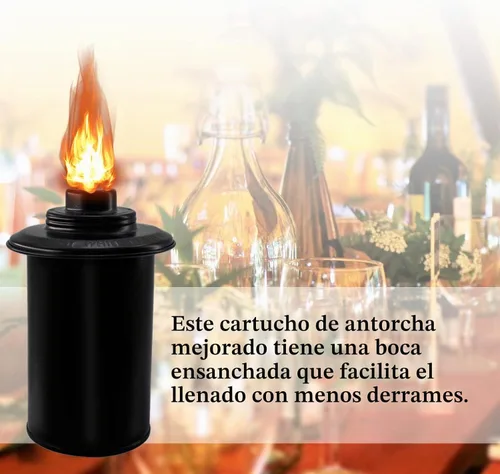 Vista 5 de Recipientes de repuesto para antorchas, linternas recargables de bambú para linterna, repuesto para patio, terraza, jardín, fiesta, paisaje