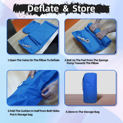 Vista 4 de Colchoneta de dormir autoinflable, ultraligera con almohada, bomba de presión incorporada, impermeable y duradera, almohadilla de dormir