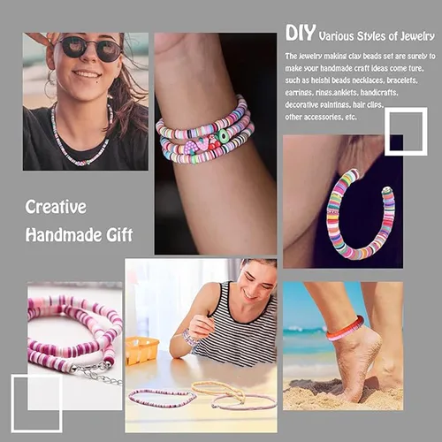 Vista 5 de 3020 cuentas de arcilla para suministros de joyería, kit de pulsera de la amistad con cuentas doradas (verde)