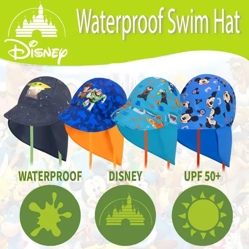 Vista 3 de Disney Sombrero de natación para niños pequeños, sombrero de sol para niños pequeños para verano con los favoritos de Disney, sombrero de sol