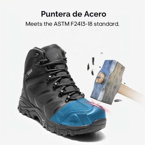 Vista 4 de NORTIV 8 Botas de trabajo impermeables para hombres botas de construcción de seguridad con punta de acero ARMADILLO-STL Botas de construcción