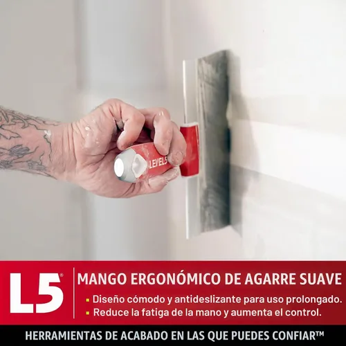 Vista 3 de Espátula de acero inoxidable de 8" con mango de agarre suave - LEVEL5 Grado profesional Extremo martillo de metal 5-134