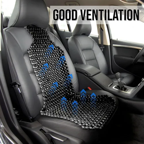 Vista 3 de Zone Tech Cojín para asiento de cuentas de madera (Negro)