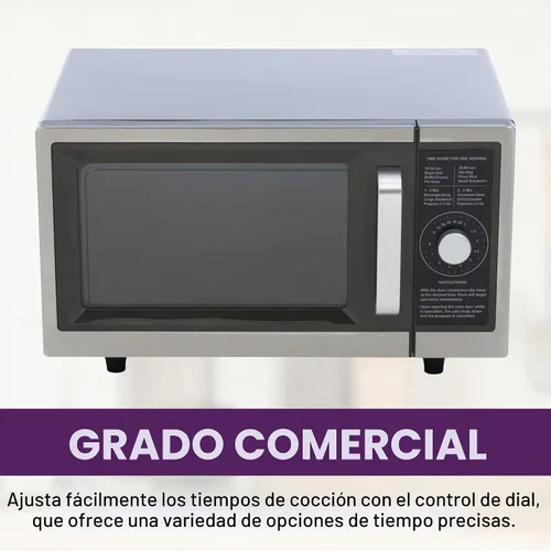 Vista 4 de A-to-Z Supply Microondas comerciales con control de dial, interior de 1 pie cúbico, acero inoxidable, 1000 vatios, aprobado por UL y NSF