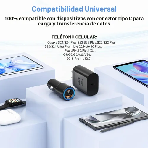 Vista 7 de Cargador súper rápido tipo C, cargador de pared USB C de 25W PD USB C