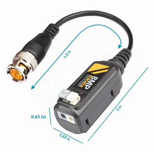 Vista 4 de 20 pares de conectores pasivos de video balun BNC para AHD/TVI/CVBS hasta 8MP 8MP