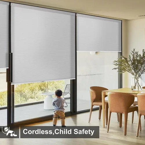 Vista 5 de Persianas celulares inalámbricas con filtro de luz, impermeables, con diseño de panal, para ventanas, aisladas de aluminio, térmicas, cortadas a