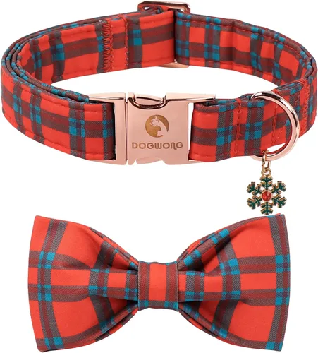Vista 64 de DOGWONG Collar de otoño para perro con lazo, collar de moño para perro de Acción de Gracias, collar ajustable de algodón de otoño con hoja de arce