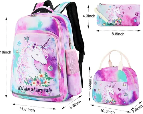 Vista 7 de BTOOP Mochila escolar para niñas y niños, con bolsa de almuerzo aislada y bolsa para lápices