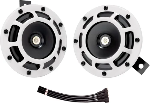 Vista 10 de Bocina eléctrica para coche, 12 V, súper fuerte, tono alto/bajo, kit de bocinas dobles de metal con rejilla protectora, 2 bocinas 003399801, montaje