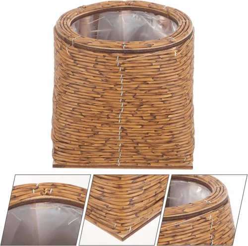 Vista 7 de OSALADI Cesta tejida de ratán para plantas, cesta de almacenamiento decorativa duradera hecha a mano