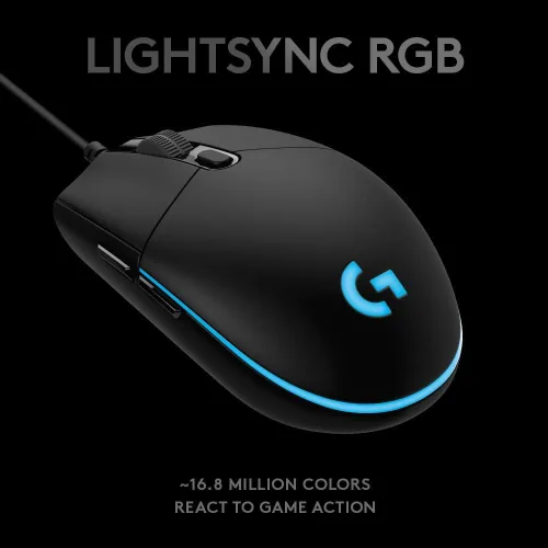 Vista 6 de Logitech G PRO Hero Mouse para juegos con cable 12000 DPI iluminación RGB ultraligero 6 botones programables memoria a bordo compatible con PCMac