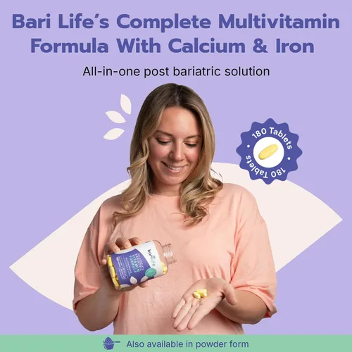 Vista 8 de Bari Life Completo multivitamínico bariátrico comprimido no masticable con citrato de calcio y hierro - 180 comprimidos/botella
