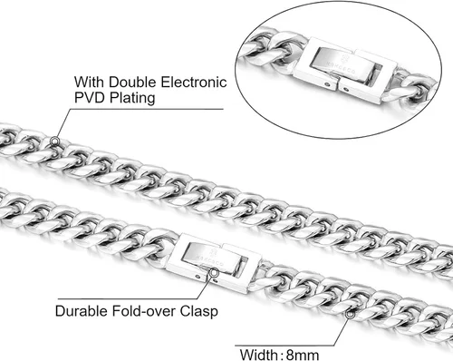 Vista 2 de KRKC&CO - Cadena de eslabones cubanos de 810120.551 in para hombre, cadena de eslabones cubanos de oro de 18 quilates, joyería para hombre
