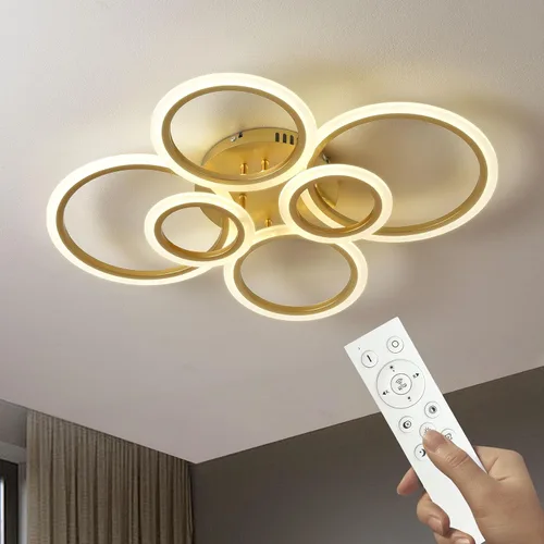 Vista 12 de Moderna lámpara LED de techo de 22 pulgadas, 36 W, 3000 lúmenes, 3000 – 6500 K, regulable con control remoto, lámpara de techo empotrada para Negro
