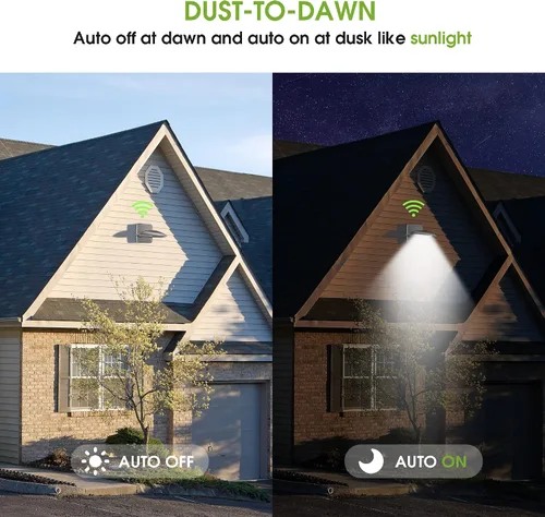 Vista 7 de Luz de inundación LED para exteriores con fotocélula del anochecer al amanecer, luz de seguridad al aire libre de 120 W, para jardines, patios