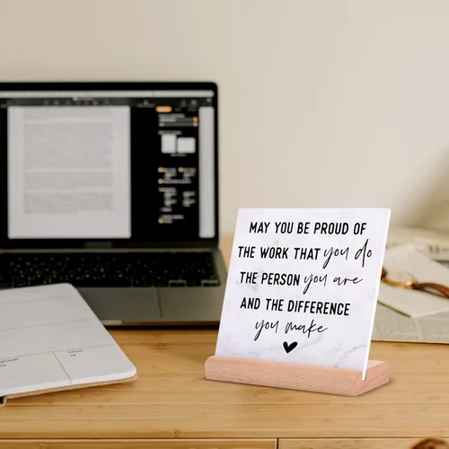 Vista 5 de Regalos para compañeros de trabajo para mujeres y hombres, regalo de oficina para compañeros de trabajo, placa inspiradora de decoración