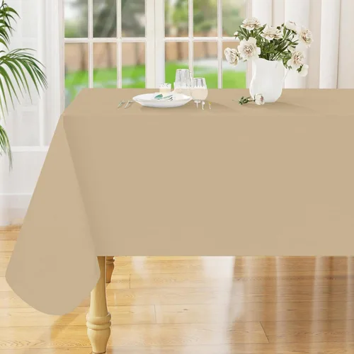 Vista 7 de Smiry Mantel cuadrado de vinilo impermeable de 54x54 pulgadas, protector de manteles de vinilo lavables, funda de mesa resistente a derrames de Beige