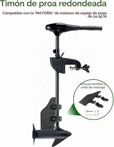 Vista 2 de Bullnose timón Kit de sobre timón para abrazadera para 24 – 55 Thrust Trolling Motors: accesorio para lanchas de pedales, pontones, kayaks, o canoas