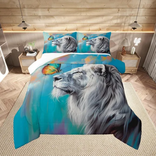 Vista 27 de Juego de edredón estampado de ovejas, juego de ropa de cama vintage de granja para niños, niñas, mujeres, adultos, parejas, ovejas, juego de edredón