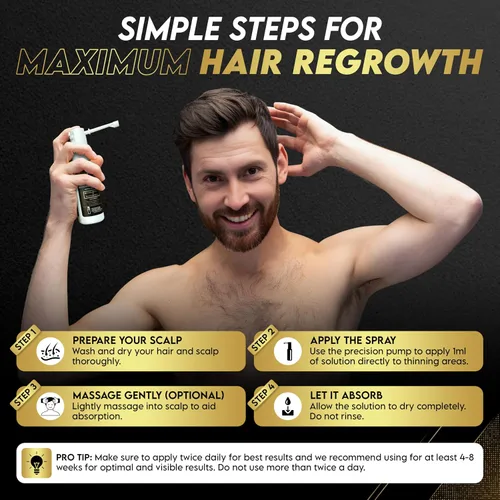 Vista 4 de Elevate Tratamiento de crecimiento del cabello 5% Minoxidil Spray para hombres – Fórmula clínicamente probada de rápida absorción para pérdida