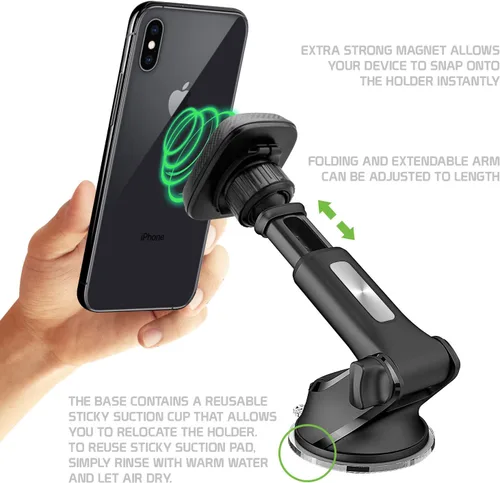 Vista 3 de Cellet Soporte magnético universal para salpicadero de automóvil, soporte para parabrisas compatible con LG V50S ThinQ 5G LG G8X ThinQ LG Q70 LG X4