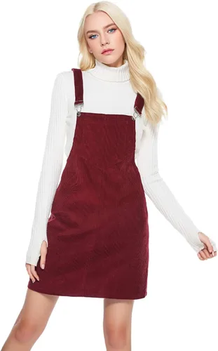 Vista 4 de Vestido de pana con tirantes ajustables y puños para mujer