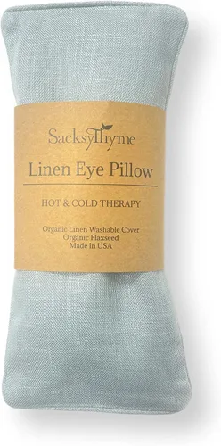 Vista 9 de Almohadilla para ojos de lino orgánico Sacksy Thyme - Lavanda y semillas de lino para relajación, yoga, alivio del estrés - Almohadilla térmica