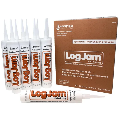 Vista 2 de Sashco Log Jam - Calafateo de látex acrílico, cartucho de 30 onzas, cedro en tono de madera (paquete de 10)