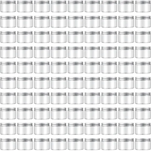 Vista 8 de Dandat 80 tarros de plástico transparente de 4 onzas con tapas de rosca, contenedores de almacenamiento recargables para uso en cocina y hogar Negro