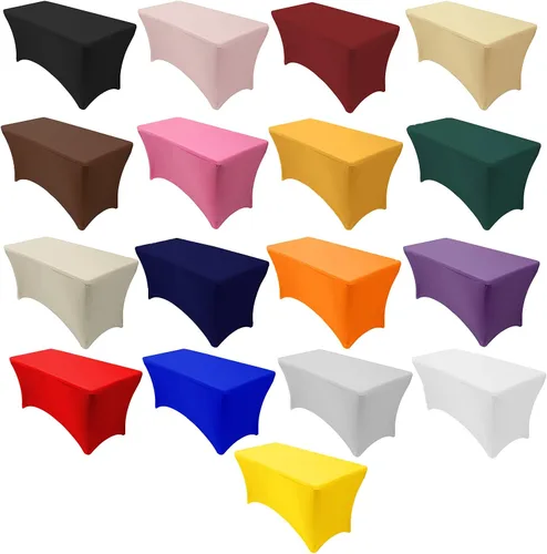 Vista 3 de Paquete de 2 manteles de mesa elásticos de elastano para mesas rectangulares de 4 pies, mantel ajustable de 48 pulgadas de largo x 30 pulgadas