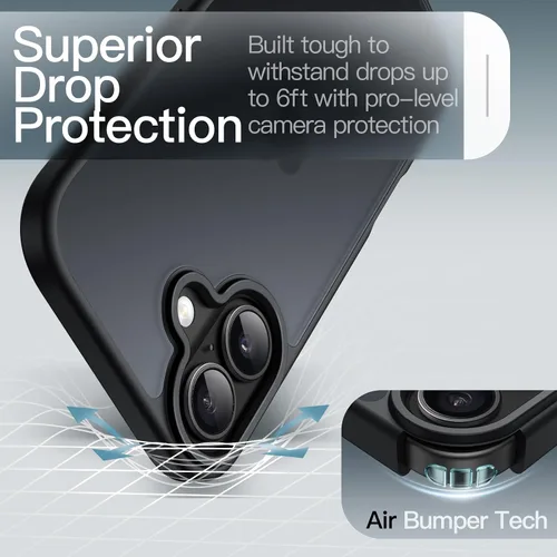 Vista 3 de JETech Funda mate para iPhone 17 de 6.3 pulgadas, protección contra caídas de grado militar, carcasa trasera translúcida esmerilada minimalista